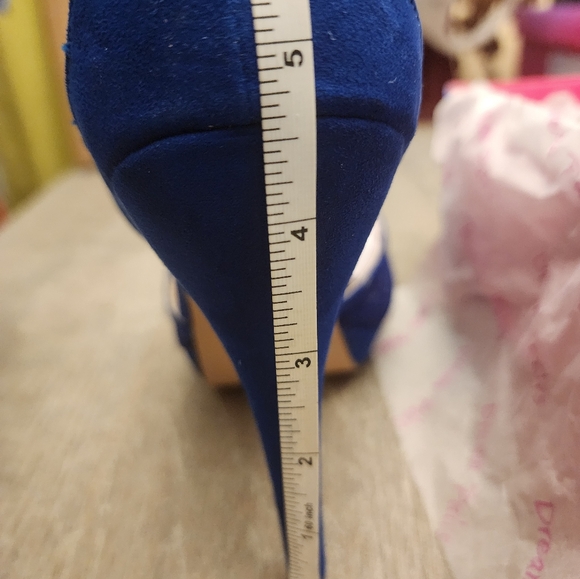Blue Peep Toe Heels with Sparkle - Picture 11 of 11
